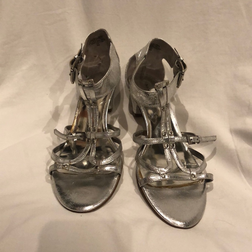 Silver sandals by Nine West.  Women’s Sz 8M
